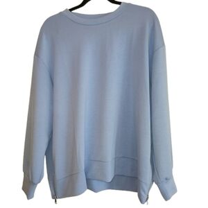 NWT M Magaschoni Hydrangea Scuba Top Side Zips Size 2X Modal Blend Butter Soft
